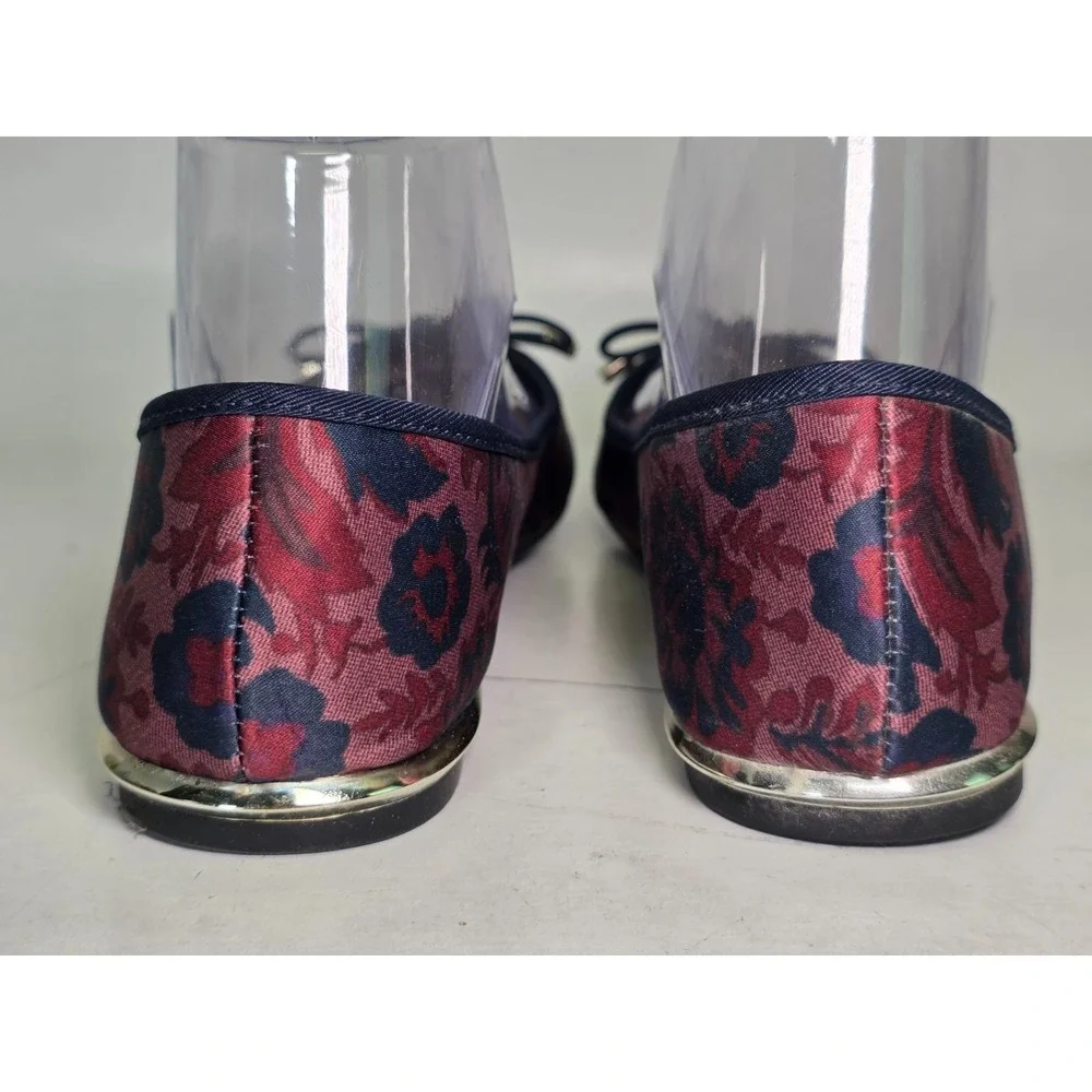 APT 9 Women's Ballets Size 7.5 M‎ Navy Red Multicolor Floral Slip On Flats Shoes